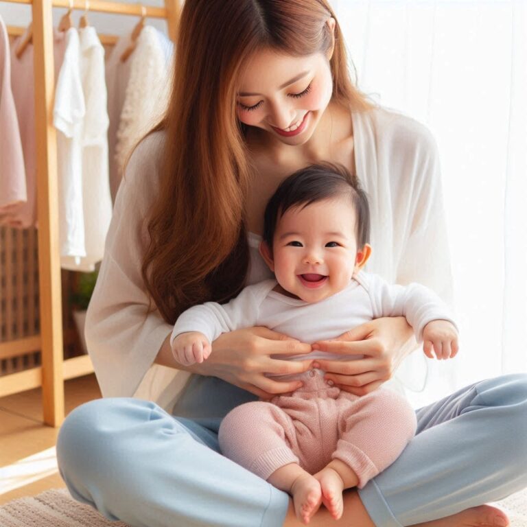 uma-mae-cuidando-de-um-bebe-feliz